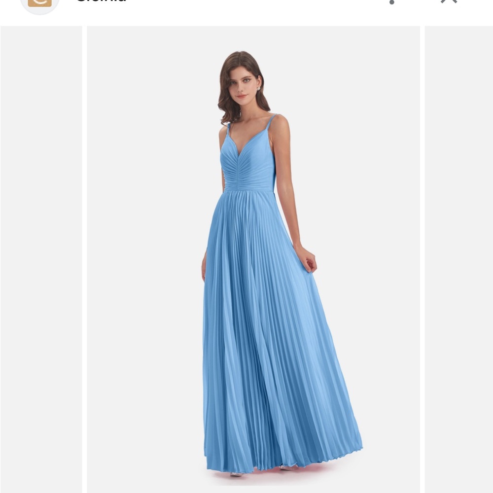 Fame and Partners Pleated Dress in Baby Blue with Keyhole back NWT